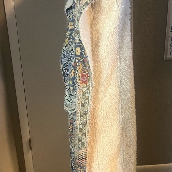 Boho suede patchwork reversible coat vest duster by Paparazzi Biz Sherpa lining - Picture 11 of 16